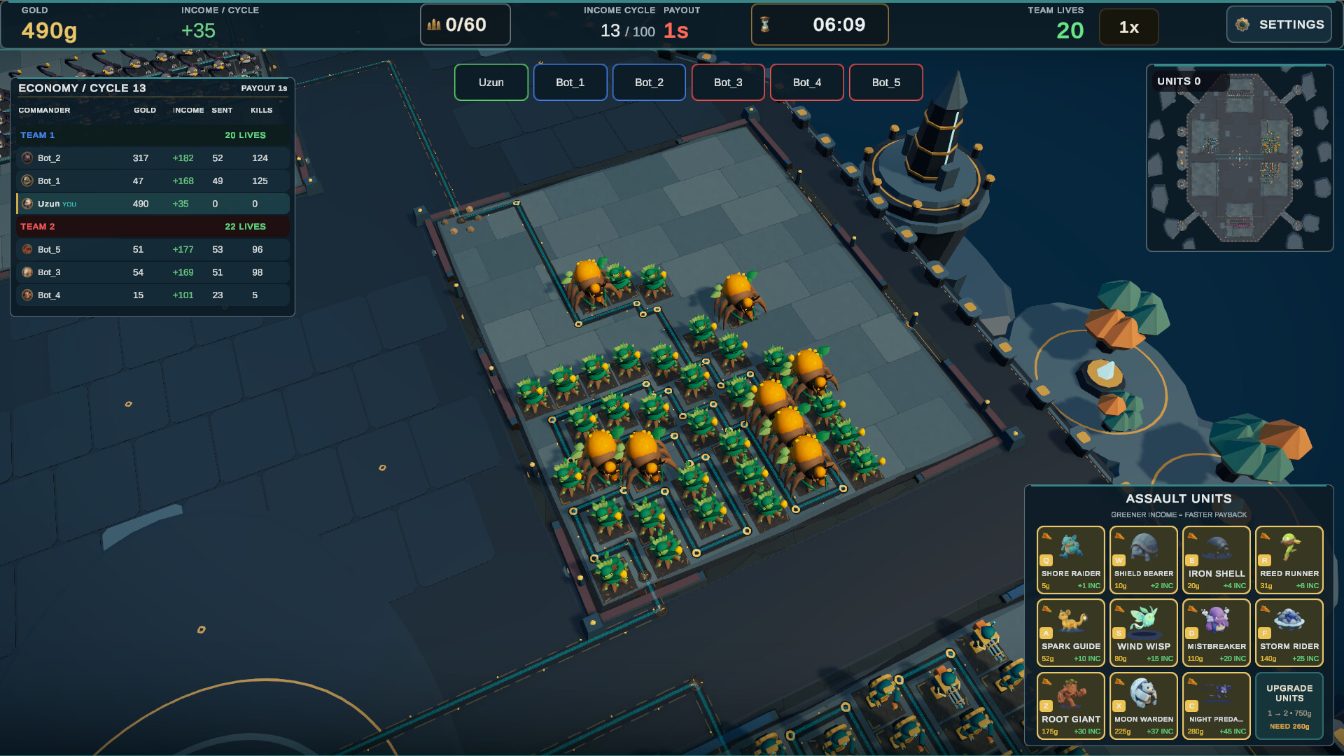 Tower Wars gameplay in Rampartloom